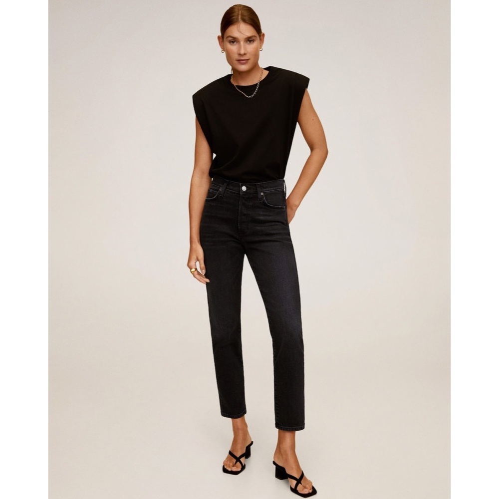 NWT Mango High Waisted Slim Jeans Black